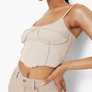 Boohoo Corset Detail Rib Crop Top